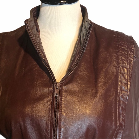 Vintage Berman’s Maroon Leather Moto bomber jacket - Picture 6 of 13
